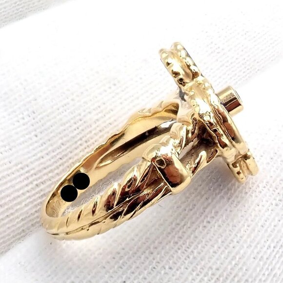 Van Cleef & Arpels Alhambra 18k Yellow Gold Lapis Lazuli Diamond Ring Sz 4 - Picture 8 of 14